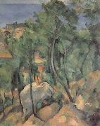 Boulders,Pine trees and sea at l-estaque Paul Cezanne
